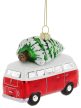 VW T1 busz karácsonyfadísz ,üveg Classic piros
