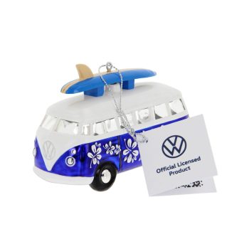 VW T1 busz karácsonyfadísz , üveg Classic blue
