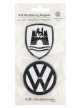 VW "Volkswagen logó" és "Wolfsburg címer" puha mágnes, gumimágnes - 2 darabos készlet