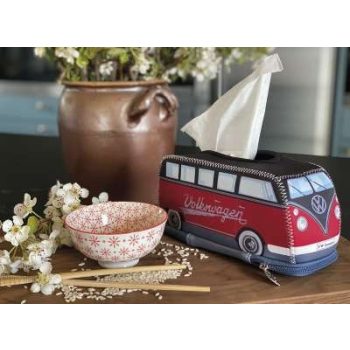   VW T1 busz neoprén papirzsebkendö tartó;fekete/piros;24 x 8,5 x 11 cm 
