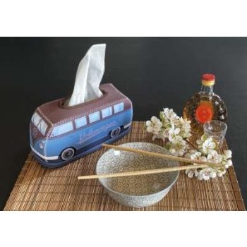   VW T1 buszos neoprén papirzsebkendö tartó;barna/kék;24 x 8,5 x 11 cm 