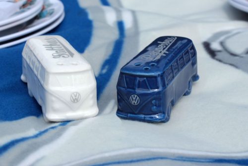3D VW T1 buszos kerámia só-borsszóró fehér-kék;10,2 x 4,7 x 4 cm 