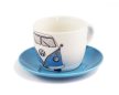 VW T1 buszos 2 személyes kávéskészlet;piros-kék;porcelán