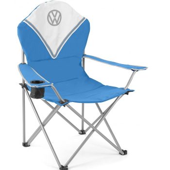   VW T1 buszos,párnázott,összecsukható kempingszék hordtáskával,acélvázzal,100kg terhelhetöség;88 x 104 x 58 cm;kék 