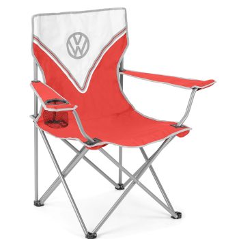  VW összecsukható kemping szék piros 100kg   52 x 85 x 52 cm rozsdamentes acélvázzal,hordtáskával 