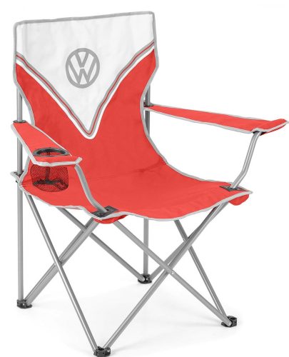 VW összecsukható kemping szék piros 100kg   52 x 85 x 52 cm rozsdamentes acélvázzal,hordtáskával 
