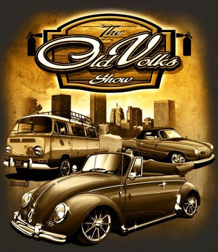 VW Old Volks Show póló,szürke,arany szinnel, S-XXL méretig,nagyobb méret némi felárral rendelhetö