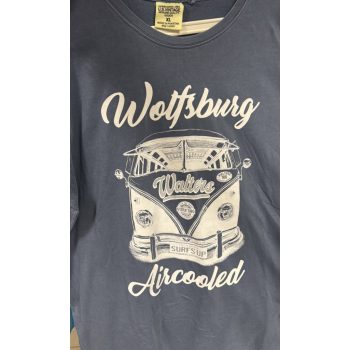    VW T1 bus T-shirt Wolfsburg Aircooled, mid blue, XXL and L, grey L XXL