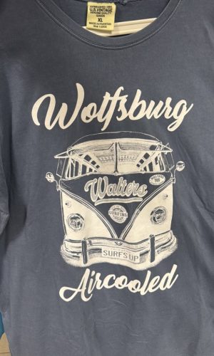  VW T1 bus T-shirt Wolfsburg Aircooled, mid blue, XXL and L, grey L XXL