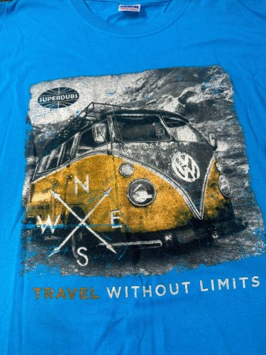 VW T1 buszos póló, élénk kék , L méret
