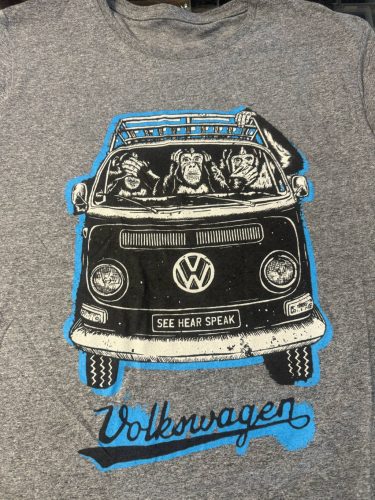 VW T1 buszos-majmos póló, szürke,L méret