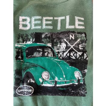   Kerek nyakú vw bogaras póló zöld bogárral,zöld színben XL méret