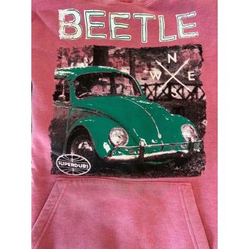   BEETLE kapucnis,kenguruzsebes pulcsi,bolyhos belsövel, rózsaszín L-XL méretben