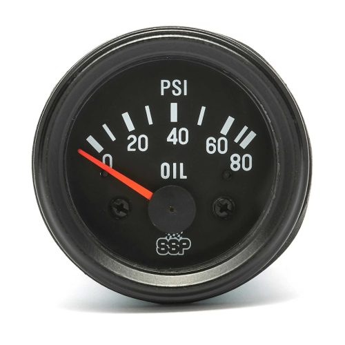 SSP Olajnyomás mérö, Fekete gyürüvel 52mm, 80 PSI, Prémium minöség, UNIVERZÁLIS