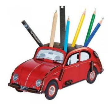 VW Beetle desk pencil holder, red 9 x 23 x 8 cm MDF